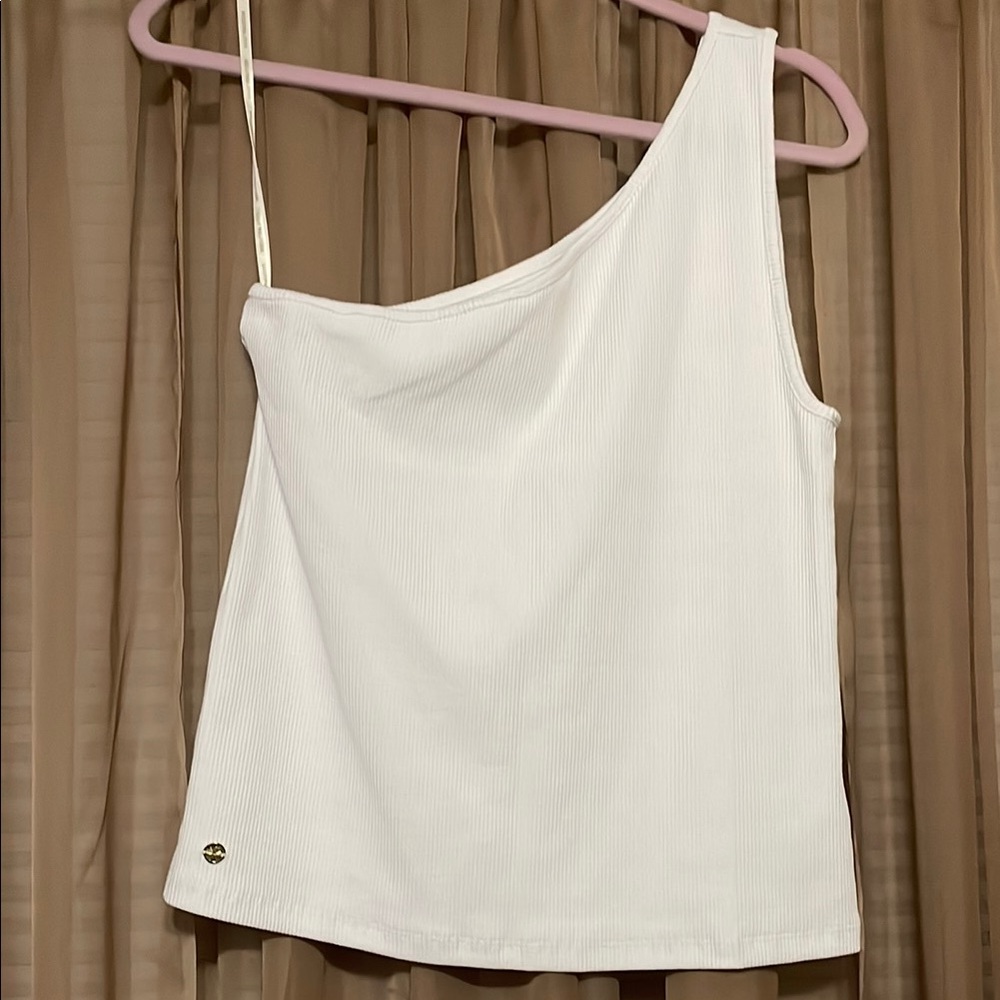 Lilly Pulitzer Gael White Asymmetrical Sleeveless Tank Top